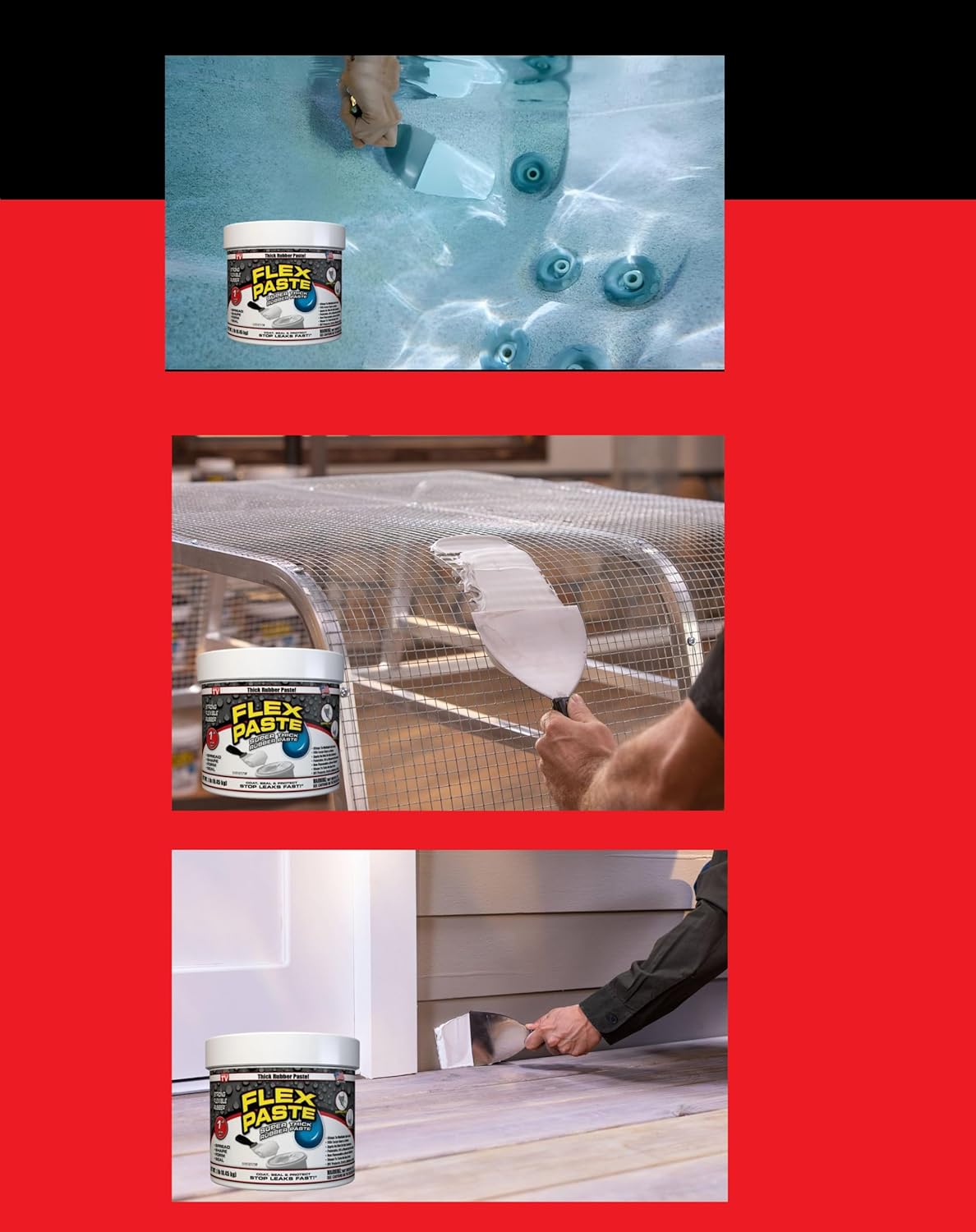 Flex Seal White Flex Paste 1lb, Waterproof Sealer Bundle with ONDAGO Microfiber Cloth & Putty Knife, Fixes Cracks/Holes