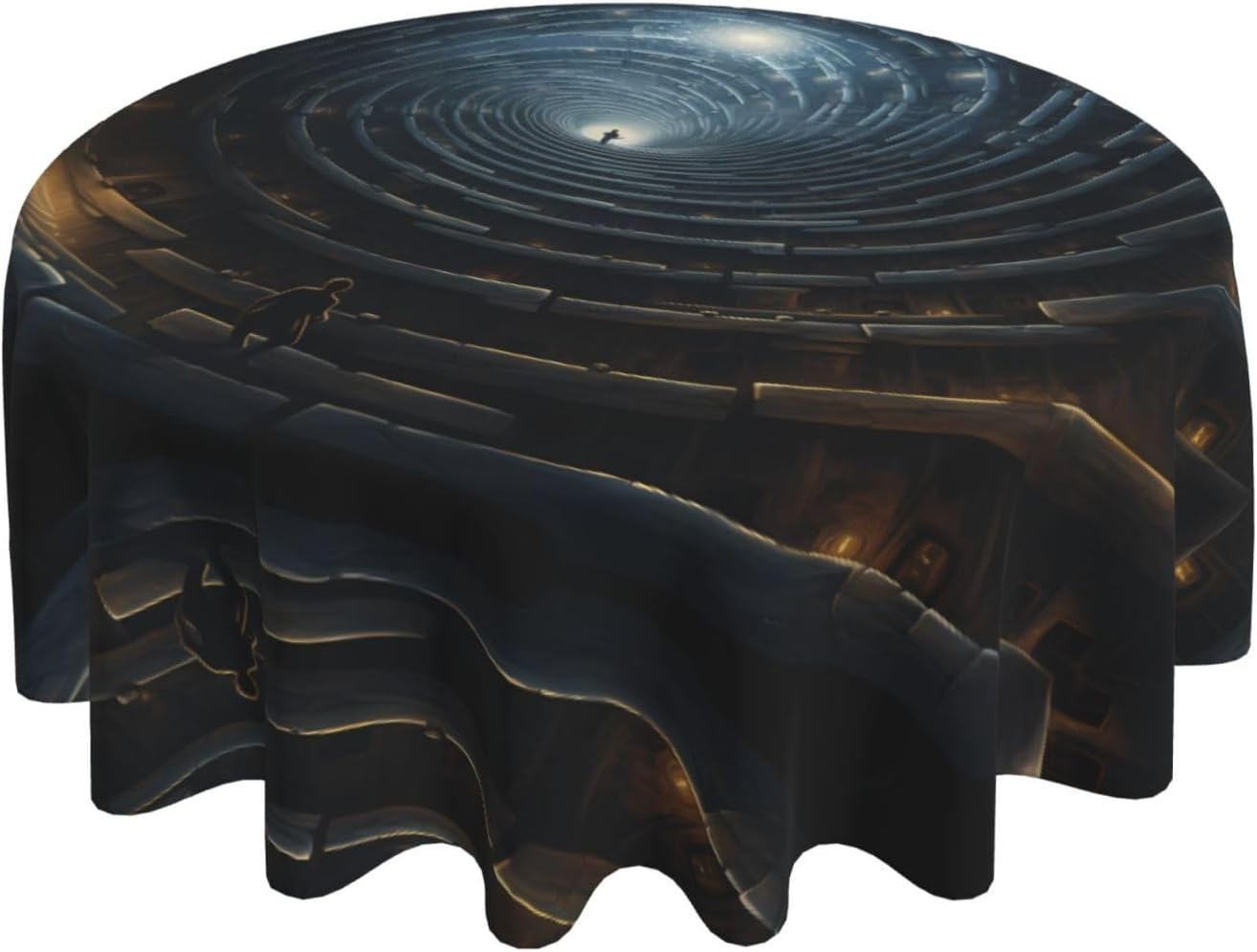 spiral into infinity Picture Round decorative tablecloth 60 in can be washed and reused for round table dining table coffee table