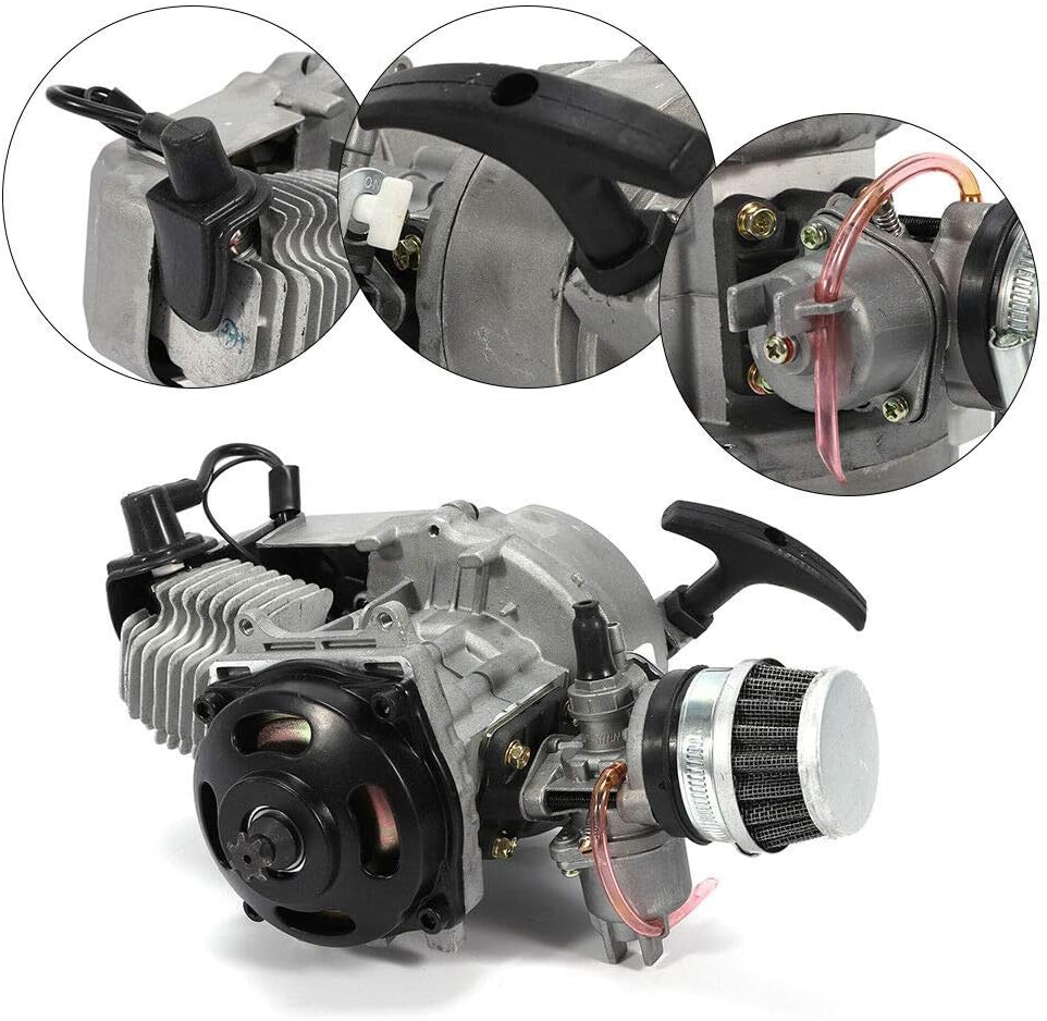 TFCFL 49cc 2 Stroke Pull Start Engine Starter Motor for Pocket Bike Mini Dirt Bike ATV Scooter Quad Bicycle Dirt Pit Bikes Automotive Replacement Engine Kits (49CC Mini Motorcycle Engine)