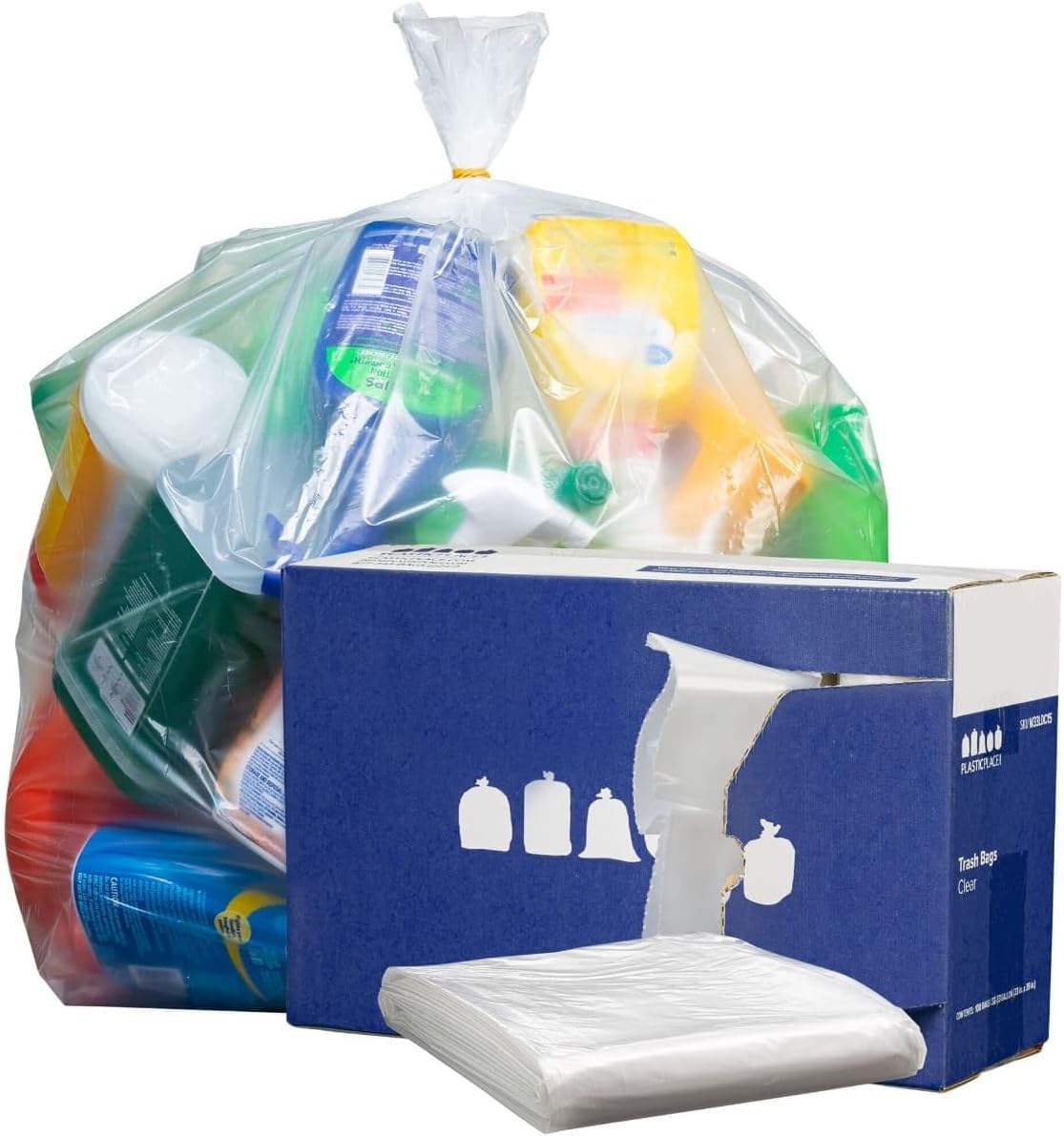 Plasticplace 33 Gallon Trash Bags │ 2.0 Mil │ Clear Heavy Duty Garbage Can Liners │ 33