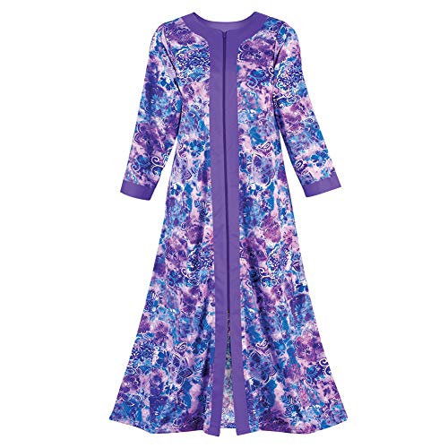 Collections Etc Women's Long Paisley Zip-Front Robe with Side Pockets