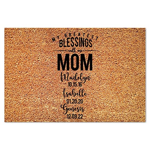 My Greatest Blessing Call Me Mom Coir Mats Family Love Coir Fiber Doormat Farmhouse Weather Resistant Non Slip Doormat Decorative for Front Outdoor Indoor Home Entrance Housewarming Gift 24x36in