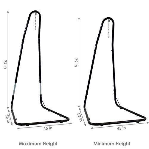 Sunnydaze Caribbean-Style Hanging Rope Hammock Chair Swing with Adjustable Stand - 300-Pound Capacity - Mocha