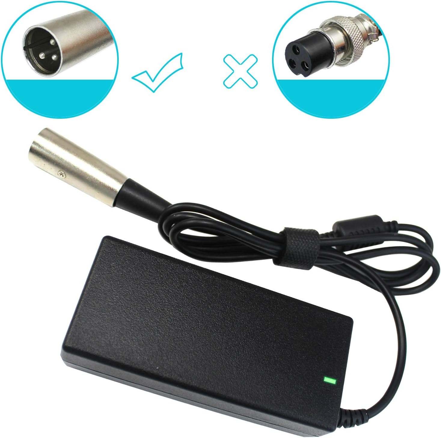 24V 2A Male 3-Pin XLR Scooter Battery Charger for Jazzy Power Chair,Go-Go Elite Traveller SC40E/SC44E Schwinn S300 S350 S400 S500 S650,Ezip 400 500 650 750 900 Mountain Trailz, Mongoose M150 M200 M300