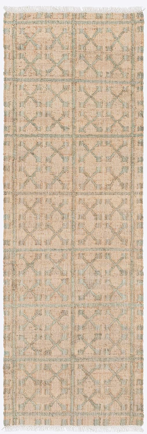 Hauteloom Rice Dusty Sage Jute Living Room, Bedroom Area Rug - Natural Fiber - Beige, Green - 5' x 7'6