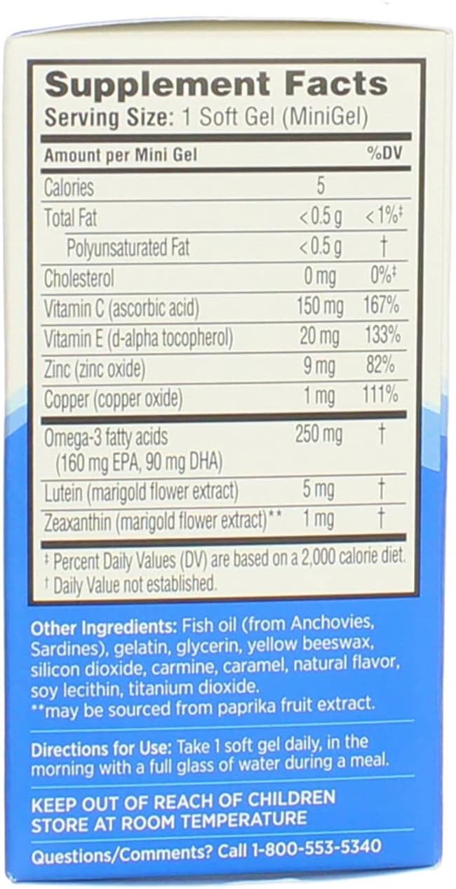 Bausch & Lomb Ocuvite Adult 50+ Eye Vitamin & Mineral Softgels 50 ea (Pack of 4)