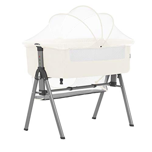 Lotus Bassinet and Bedside Sleeper in Blue, Lightweight and Portable Baby Bassinet, Adjustable Height Position, Easy to Fold and Carry Travel Bassinet- Carry Bag Included