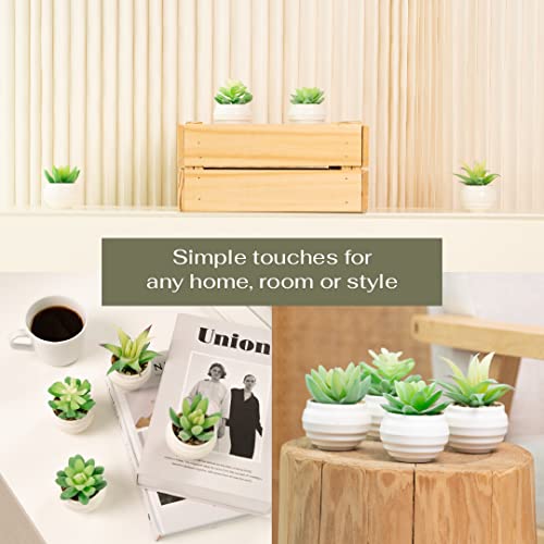 VIVERIE Mini 4Pcs Emerald Green Artificial Succulents in Plastic Pots - Sage Green Room Decor Aesthetics, Zen Garden, Office Decor, Tabletop Centerpiece, Cottagecore Indoor Plants, Cactus Décor