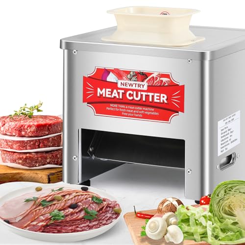 NEWTRY Commercial Meat Cutter Machine, 5mm Blade, Save Time, Easy to Clean, Slices Strips Cubes 3 in 1, 110V US Plug