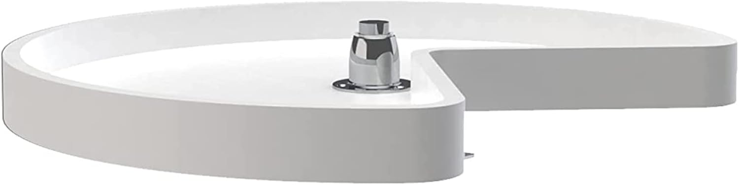 Rev-A-Shelf 6421-24-11-52 24-Inch Polymer Bottom Mount Kidney Shape 1-Shelf Lazy Susan Turntable Storage Organizer for Corner Kitchen Cabinets, White
