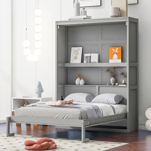 Queen Size Murphy Bed Wall Bed with Sofa,can be Folded,Multifunctional Hideaway Cabinet Bed Frame,No Box Spring Needed,for Apartment,Bedroom,Guest Room,White