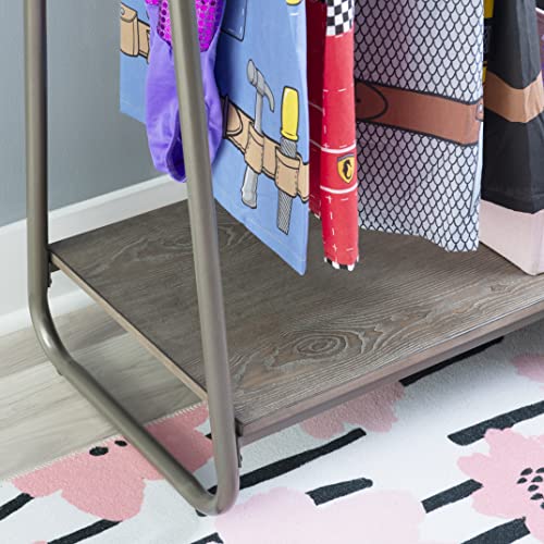 Linon Short Pewter Richter Modern Clothing Rack Wooden Shelf