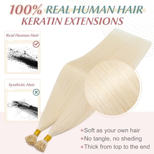 SEGO I Tip Fusion Hair Extensions Real Human Hair Keratin Pre Bonded MicroBeads Tip Hair Balayage Natural Silky Straight Extensions 100 Strands 50g/Pack -22 Inch Medium Brown&Dark Blonde