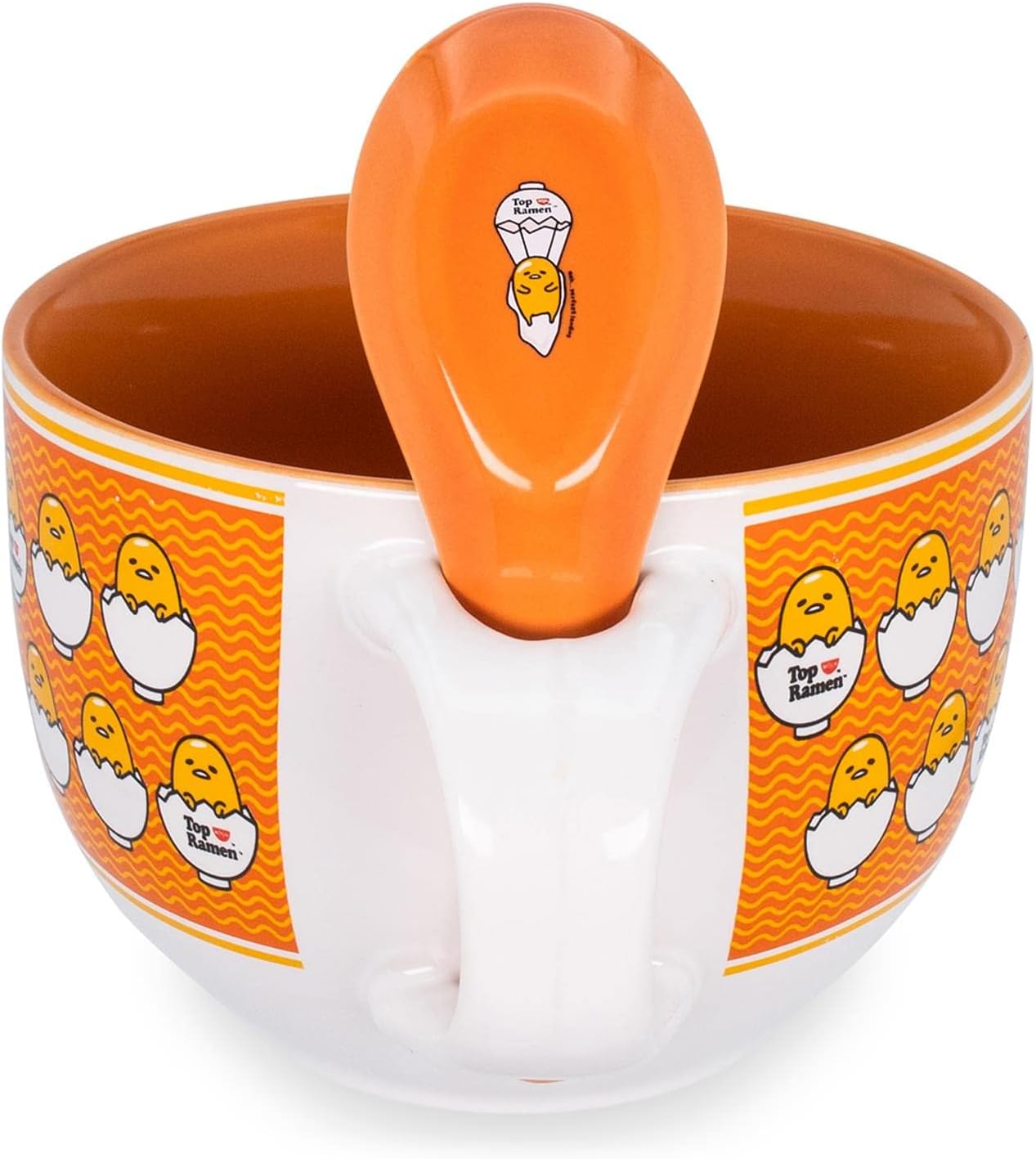 Sanrio Gudetama x Nissin Top Ramen 24-Ounce Ceramic Soup Mug With Spoon | Bowl For Ice Cream, Cereal, Oatmeal | Large Coffee Cup For Espresso, Caffeine, Beverage | Cute Home & Kitchen Decor Essentials