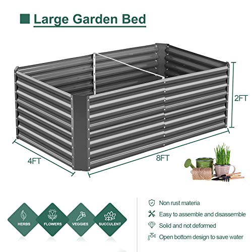 Land Guard 6×3×2ft Galvanized Raised Garden Bed Kit, Galvanized Planter Raised Garden Boxes Outdoor, Oval Large Metal Raised Garden Beds for Vegetables…