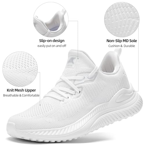 Slow Man Womens Walking Tennis Shoes Fashion Slip on Comfortable Lightweight Memory Foam Athletic Casual Sneakers for Running Gym Workout Nurse