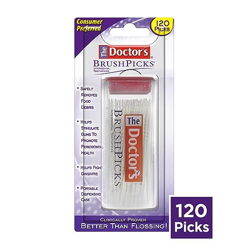 The Doctor's BrushPicks, Interdental Brushes and Dental Pick 2-in-1, Plaque Remover for Teeth, 120 Toothpicks, 1 Pack