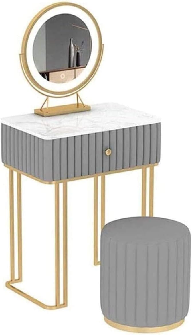 Makeup Vanity Simple Small Dressing Table, Home Bedroom Mini Dressing Table, Nordic Style, Marble Countertop, with Makeup Mirror (Size : 40cm) ()