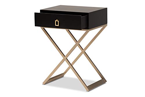 Baxton Studio Nightstands, Black/Brass/Gold