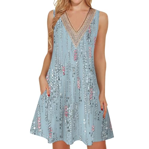 Trendy Summer Off Shoulder Sundresses Casual Plus Size Sexy V Neck Lace Mini Dress Elegant Floral Flowy Short Dress
