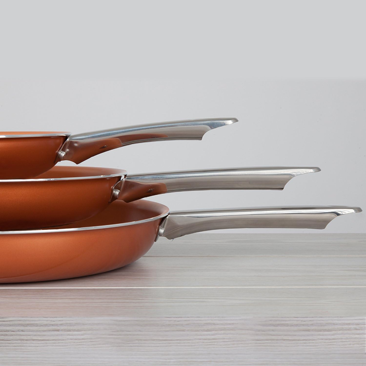 Healthy Nonstick Ceramic Coated Frying Pan - 3 Pcs Eco Friendly Durable Fry Pan Cookware Set (8