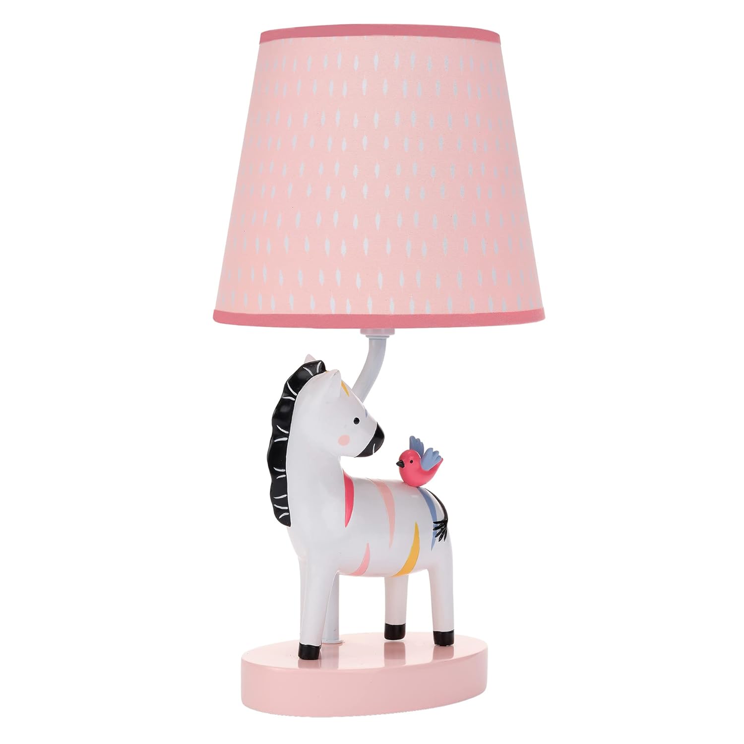 Lambs & Ivy Jazzy Jungle Zebra White/Peach Nursery Lamp with Shade & Bulb