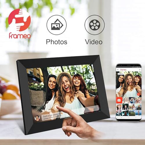 Frameo 10.1 Inch WiFi Digital Picture Frame 1280x800 IPS LCD Touch Screen, Auto-Rotate, Wall Mountable, 32GB Memory, Share Photos/Videos Instantly via Frameo App from Anywhere (Black-10.1 inch)