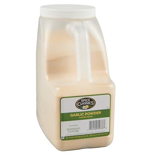 Spice Classics Garlic Powder, 5.25 lb - One 5.25 Pound Container of Bulk Garlic Powder Seasoning, Ideal Substitute for Fresh Garlic, Pairs Well with Vegetables, Meats Rubs, Salads and More