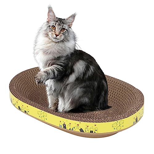 Cat Scratcher Cardboard - Oval/Round Cat Scratching Lounge Bed, Creative Bowl Shape Cardboard Scratching Board, Stable Interactive Toys for Pet Kitten Training, Furniture Protection Training Toy
