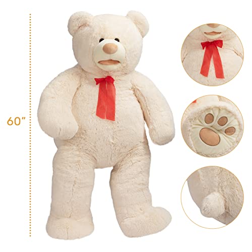 HollyHOME Teddy Bear Plush Giant Teddy Bears Stuffed Animals Teddy Bear Love Big Footprints 5 Feet Brown
