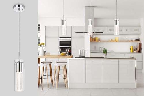 XiNBEi Lighting Pendant Lighting, Kitchen Island Cluster Pendant Light 3 Light with Crystal and LED Bulb XB-P1110-3-CH