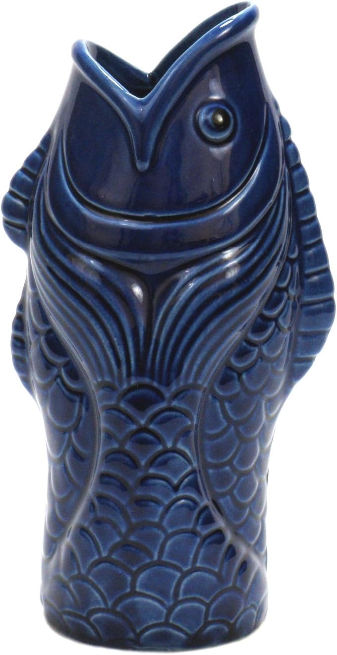 Blue Ceramic Fish Cocktail Tiki Mug