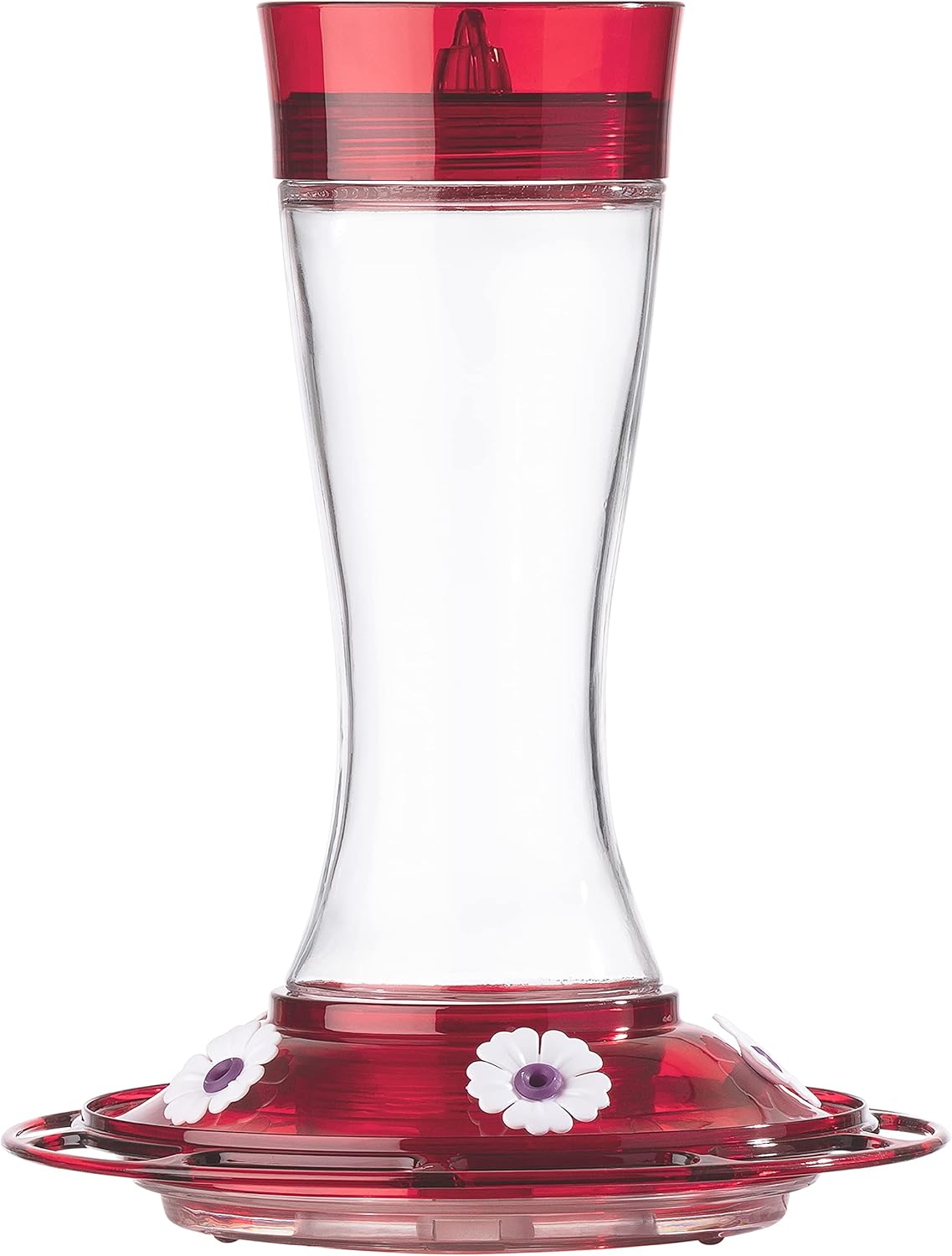 More Birds Bird Health+ Garnet Hummingbird Feeder, Glass Hummingbird Feeders for Outdoors, 5 Feeding Stations, 20 Ounces