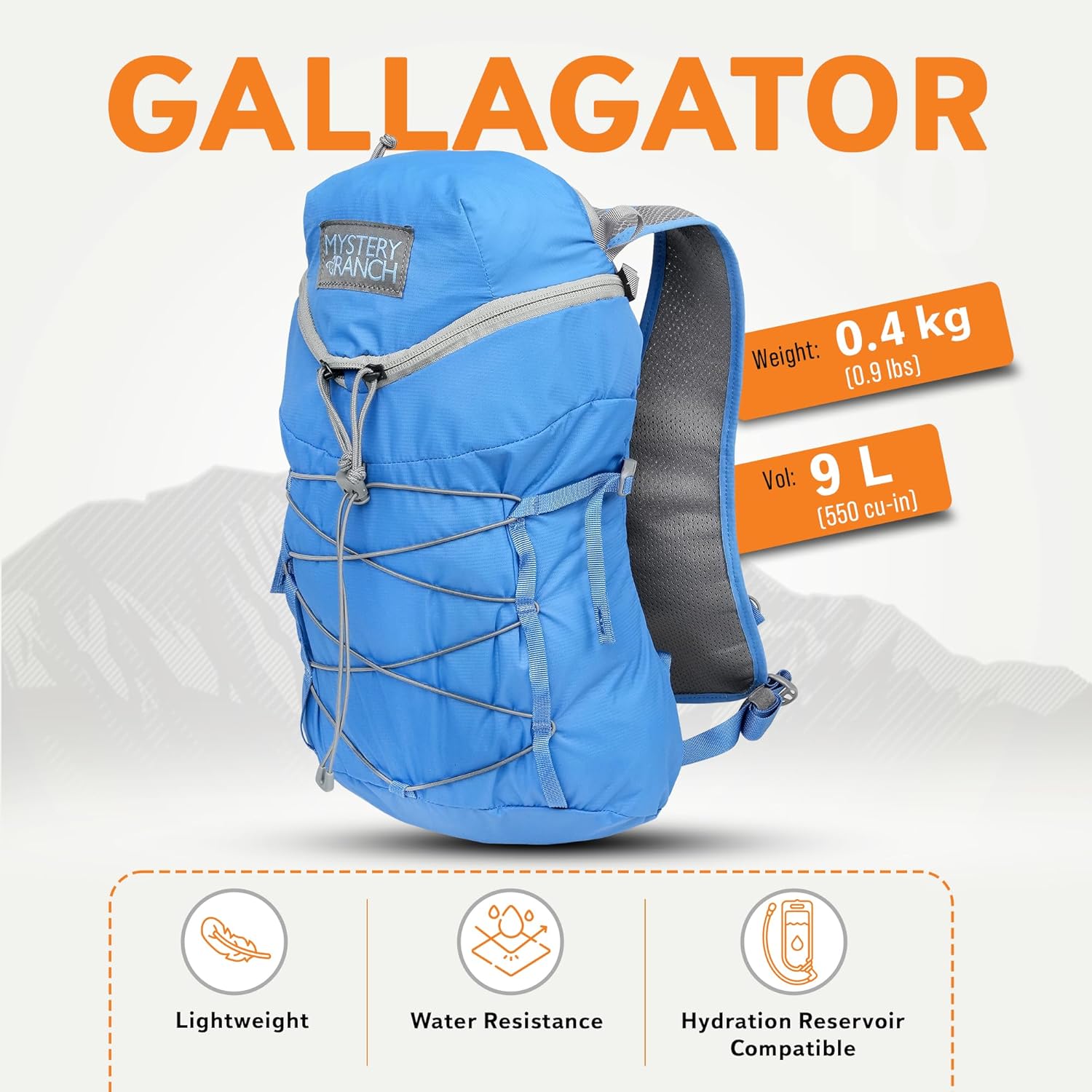 Mystery Ranch Gallagator 10 Travel Bag to Hiking Backpack Daypack, Pacific, S/M