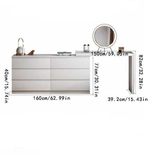 Dressing Table Modern Dressing Table in Bedroom, Simple Dressing Table, Light Luxury Six-drawer Chest for Home Use Dressing Table with Mirror