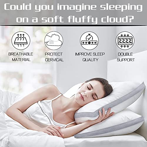 Pillows King Size Set of 2, Luxury Soft King Size Pillows, Hotel Collection Bed Pillows for Sleeping, Down Alternative Filling Breathable Pillow, Gel Cooling Pillow