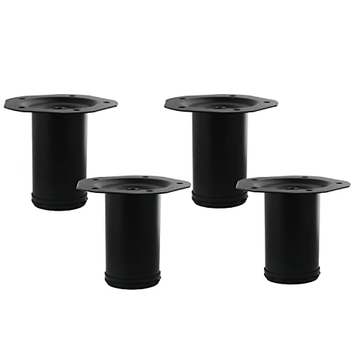 Metal Furniture Legs 12 Inch Adjustable Furniture Table Feet Black, Heavy Duty Steel Round Modern Leg for Coffee Table Cabinet Sofa, 4pcs