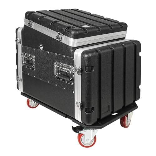 Sound Town Lightweight and Compact 10U ATA ABS Rack Case, with Slant Mixer Top, Casters, 24.5