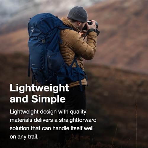 Osprey Rook 50L Men's Backpacking Backpack, Astology Blue/Blue Flame