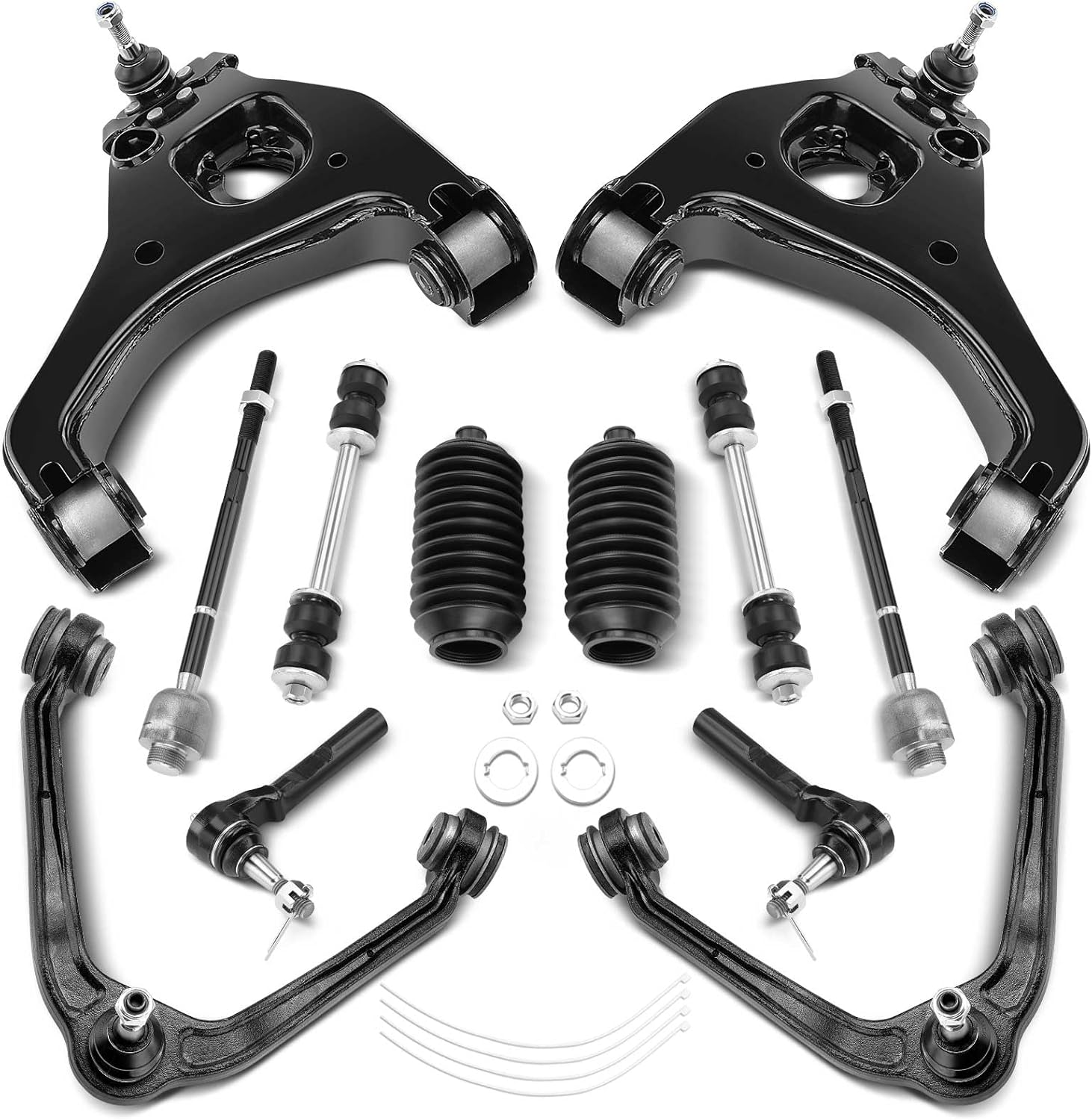A-Premium 12Pc Front End RWD Suspension Kit, Upper Lower Control Arm, Sway Bar Link, Inner Outer Tie Rod End, Steering Rack Boot, Compatible with Chevy GMC - 1999-2006 - Silverado 1500, Sierra 1500