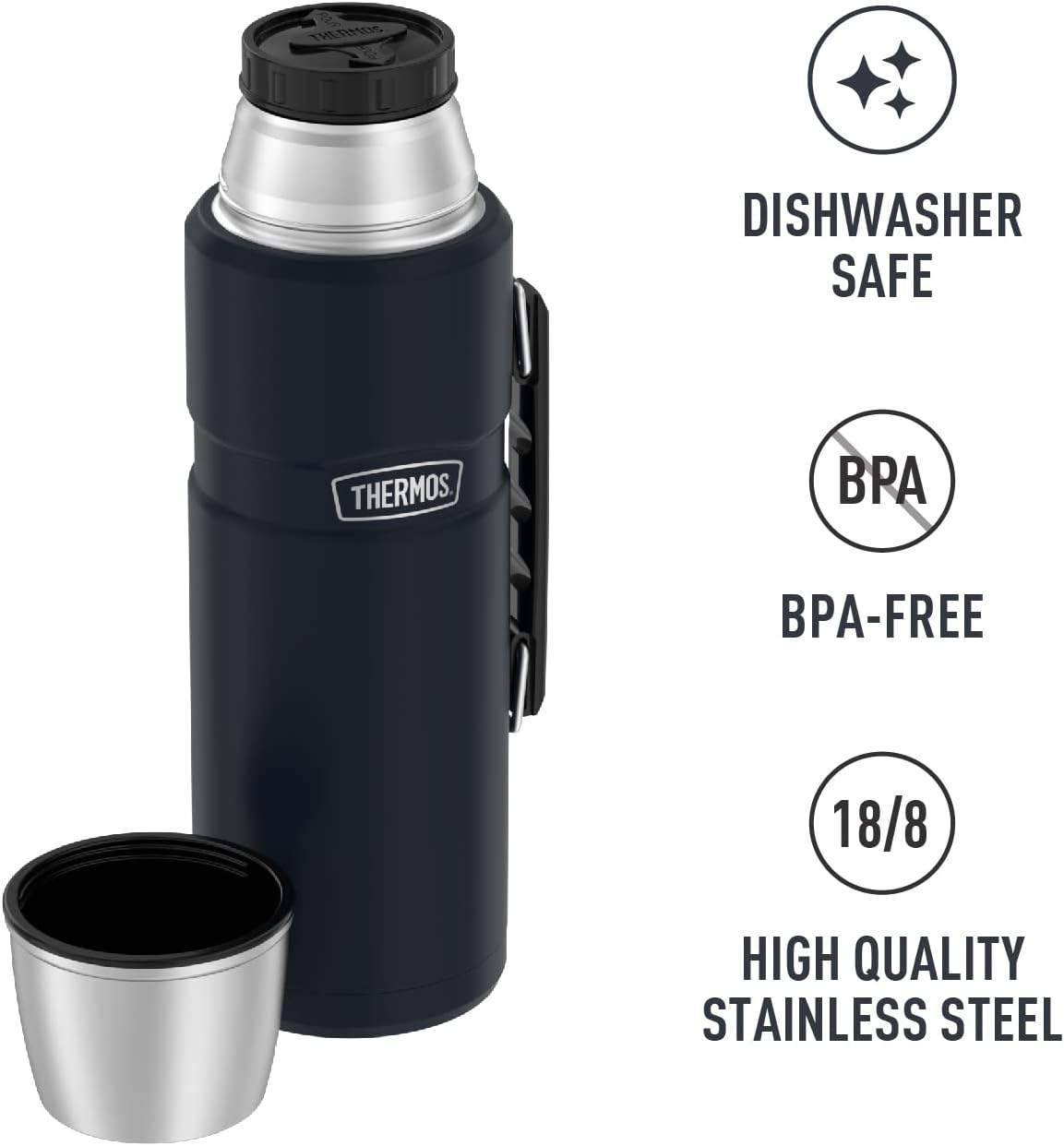 THERMOS Stainless King Vacuum-Insulated Beverage Bottle, 68 Ounce, Midnight Blue