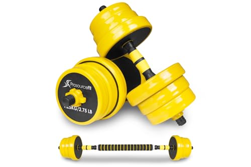 ProsourceFit Adjustable Dumbbell & Barbell Weight Set, 2-in-1 Free Weights Available 22Lbs, Home Gym Equipment