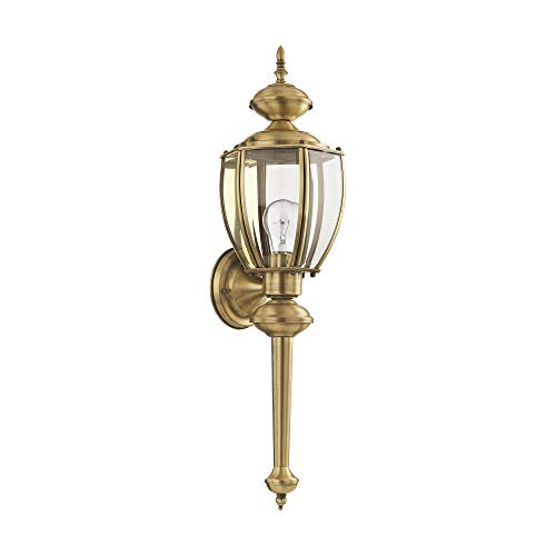 Livex Lighting 2112-02 Outdoor Wall Lantern with Clear Beveled Glass Shades, Polished Brass