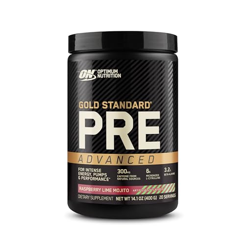 Optimum Nutrition Gold Standard Pre Workout Advanced, with Creatine, Beta-Alanine, Micronized L-Citrulline and Caffeine for Energy, Keto Friendly, Berry Blast, 20 Servings