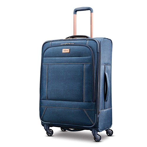 American Tourister Belle Voyage Softside Luggage with Spinner Wheels, Black, Checked-Medium 25-Inch