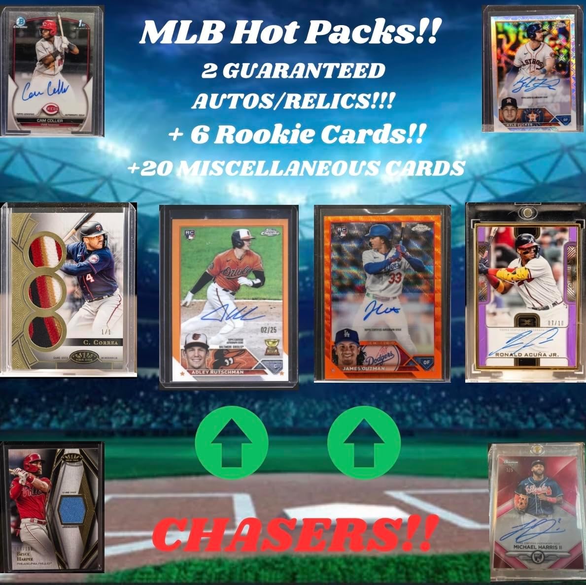 Baseball Sports Card Mystery Pack | Contains 28 Cards | 2X Autograph or Relic Cards Guaranteed | 6X Rookie Cards Guaranteed | 20x Miscellaneous Cards Guaranteed