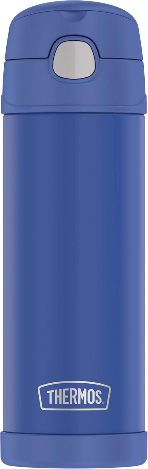 THERMOS FUNTAINER 16 Ounce Stainless Steel Vacuum Insulated Bottle with Wide Spout Lid, Periwinkle