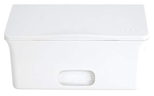 Ubbi Square Tissue Box Cover Holder, Cube Facial Tissue Dispenser for Bathroom Vanity Countertop, Bedroom or Office, White