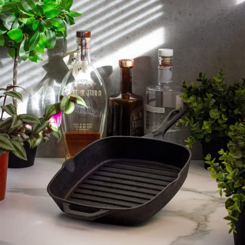 Backcountry Iron 12 Inch Square Grill Pan Large Pre-Seasoned Cast Iron