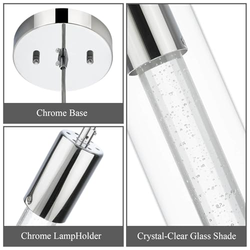 XiNBEi Lighting Pendant Lighting, Kitchen Island Cluster Pendant Light 3 Light with Crystal and LED Bulb XB-P1110-3-CH